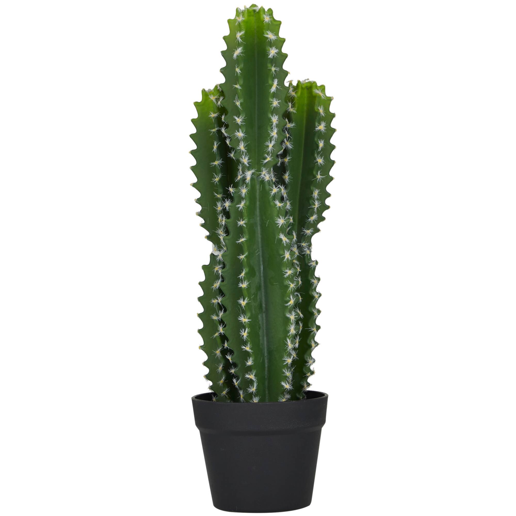 2ft. Green Cactus Faux Foliage Artificial Plant with Black Round Pot
